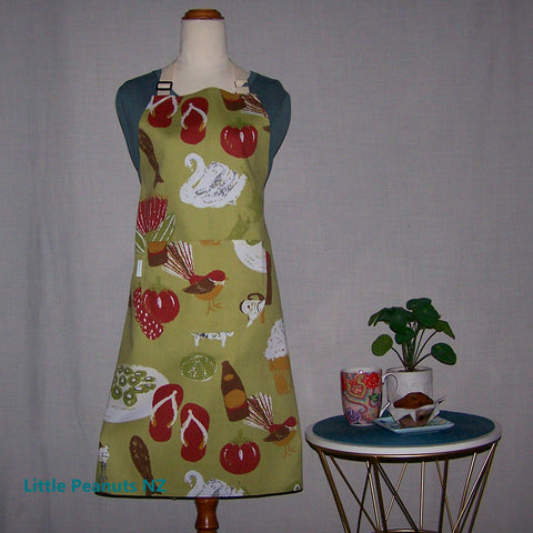Large Apron - Kiwiana Green