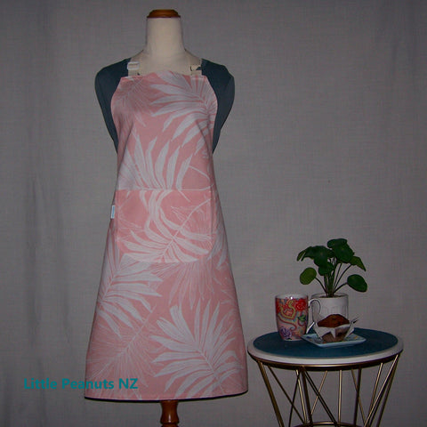 Large Apron - Pink Leaf