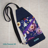 Crossbody Travel Bag - Floral Blue