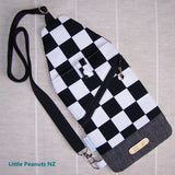 Crossbody Travel Bag - Checked B/W